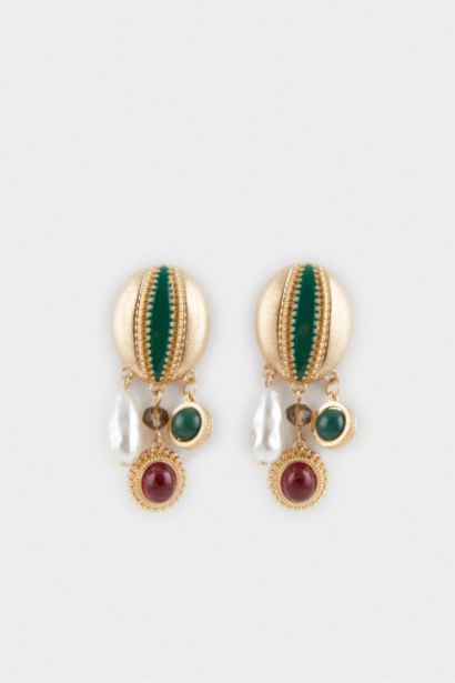 Woman Stone Gold Earrings