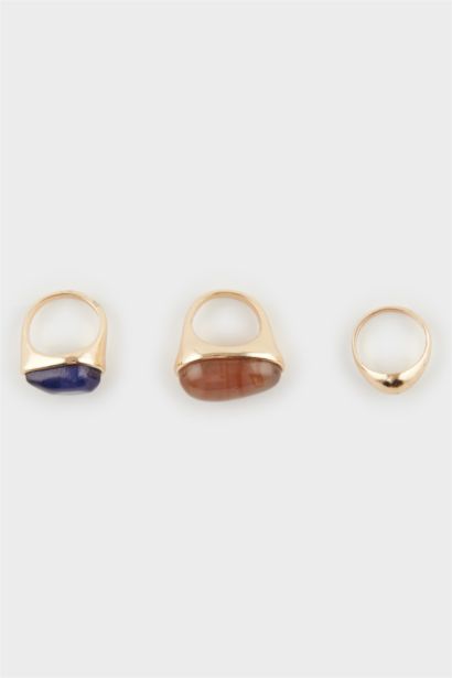 Woman 3 piece Stones Golden Ring