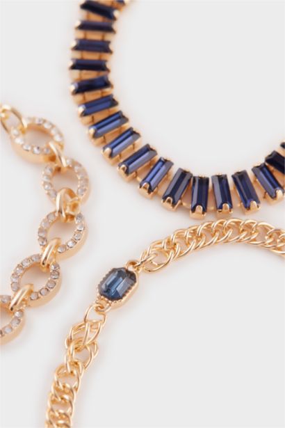 Lot de 3 Bracelets dorés avec pierres pour femme