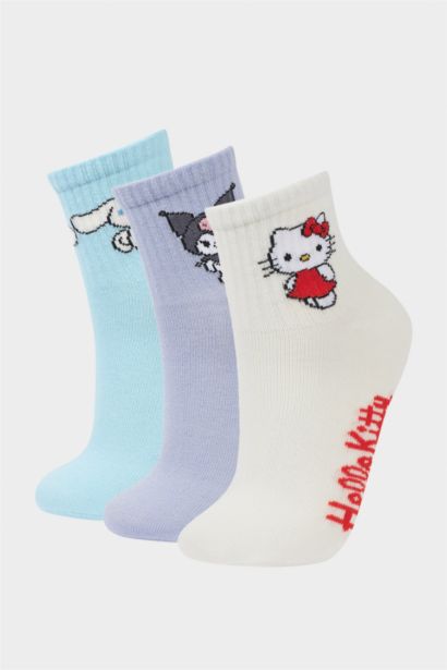 Hello Kitty  3'lü Pamuklu Uzun Çorap Kız Çocuk