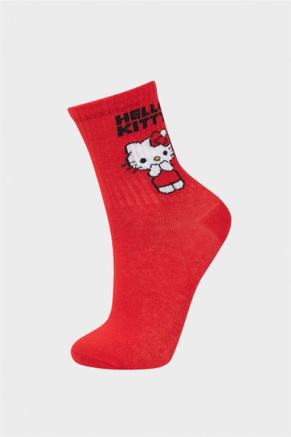Hello Kitty 3'lü Pamuklu Uzun Çorap Kız Çocuk