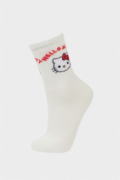Hello Kitty 3'lü Pamuklu Uzun Çorap Kız Çocuk