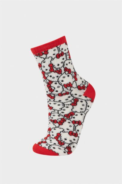 Hello Kitty 3'lü Pamuklu Uzun Çorap Kız Çocuk