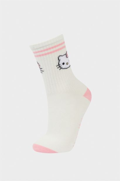 Hello Kitty 3'lü Pamuklu Uzun Çorap Kız Çocuk