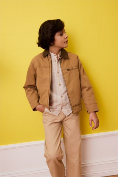 جاكيت اولادي بياقة بولو مخمل