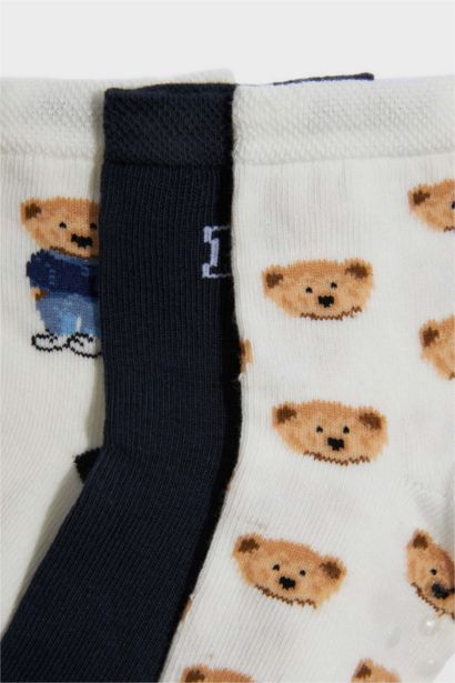 Baby Boy 3 Piece Non Slip Sole Cotton Long Socks
