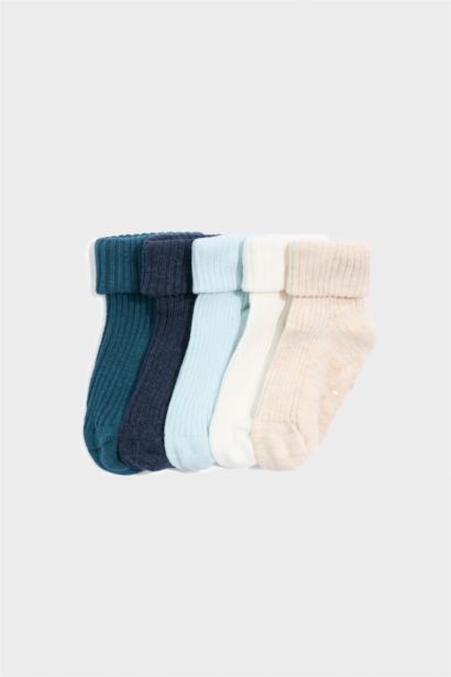 Lot de 5 Chaussettes longues coton antidérapantes pour bébé garçon
