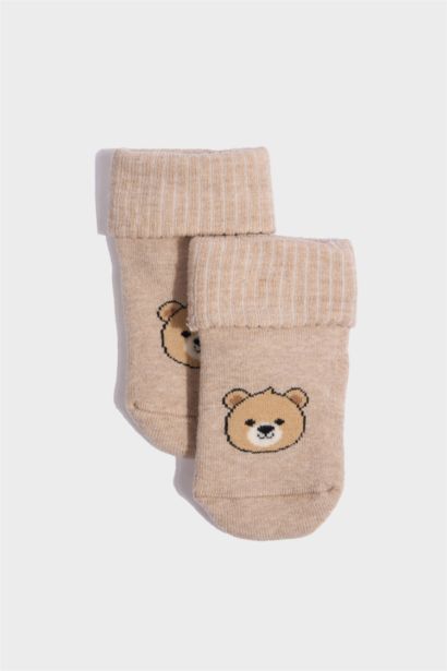 Erkek Bebek Kaydırmaz Taban 3'lü Pamuklu Uzun Çorap