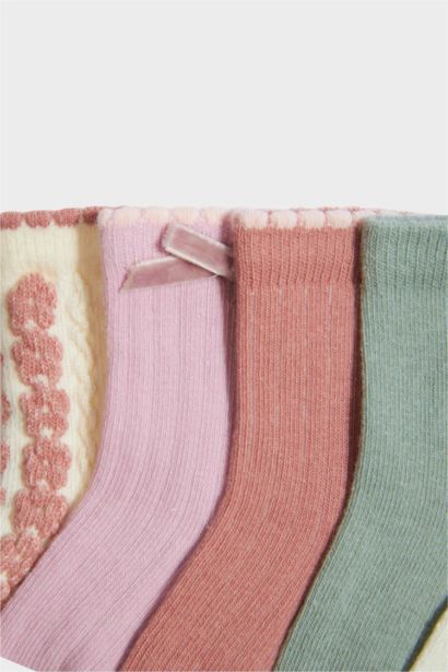Baby Girl Non-Slip Sole 5 Piece Cotton Long Sockss