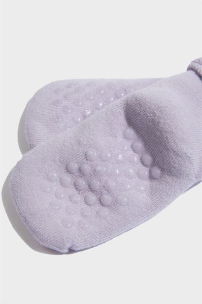 Kaydırmaz Taban 3'lü Pamuklu Uzun Çorap Kız Bebek