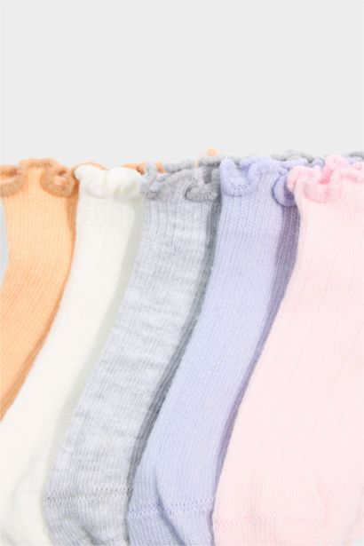 Lot de 5 Chaussettes en coton à semelle antidérapante pour bébé fille