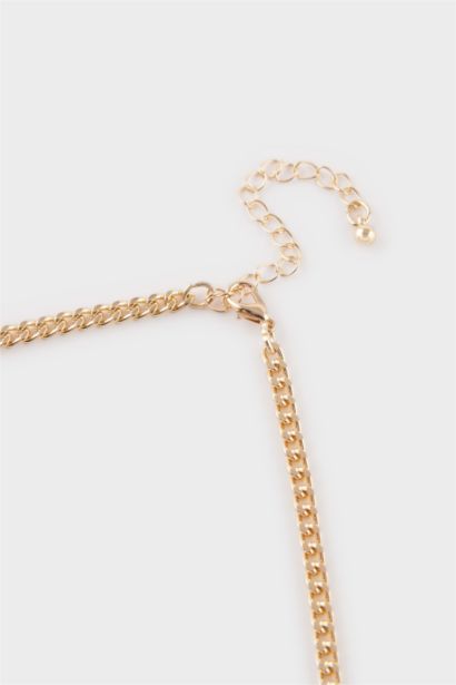 Woman Golden Necklace With Stones