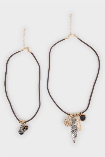 Kadın 2'li Sallantılı Gold Silver Kolye