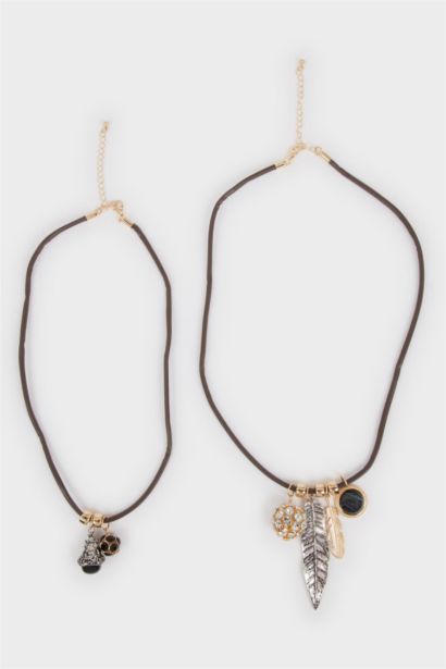 Kadın 2'li Sallantılı Gold Silver Kolye