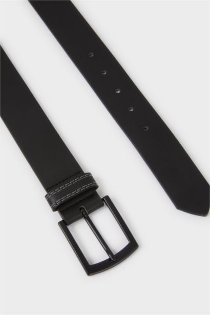 Erkek Dikdörtgen Toka Suni Deri Günlük Kemer