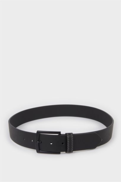 Erkek Dikdörtgen Toka Suni Deri Günlük Kemer