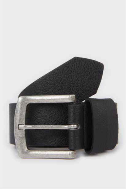 Erkek Dikdörtgen Toka Suni Deri Günlük Kemer