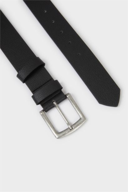 Erkek Dikdörtgen Toka Suni Deri Günlük Kemer