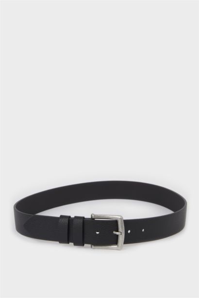 Erkek Dikdörtgen Toka Suni Deri Günlük Kemer