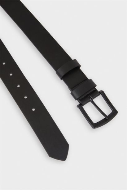 Erkek Dikdörtgen Toka Suni Deri Günlük Kemer