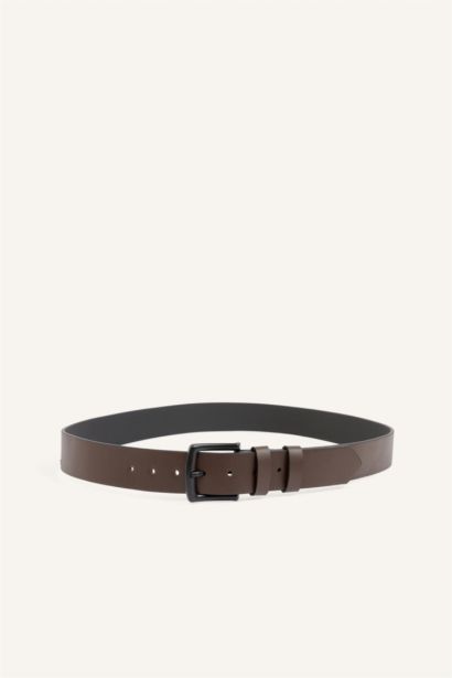Man Rectangle Clasp Faux Leather