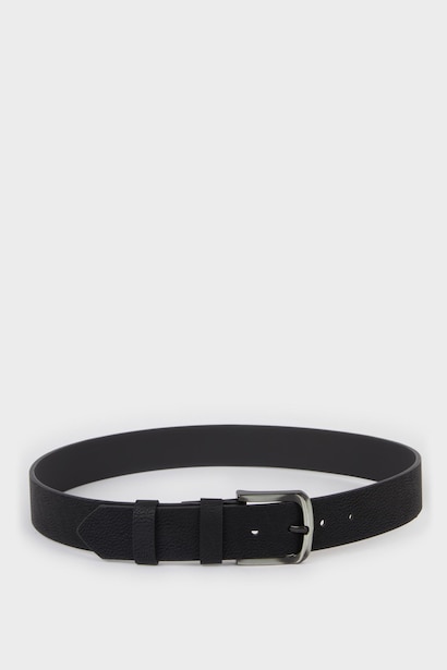 Man Rectangular Buckle Faux Leather Casual Belt