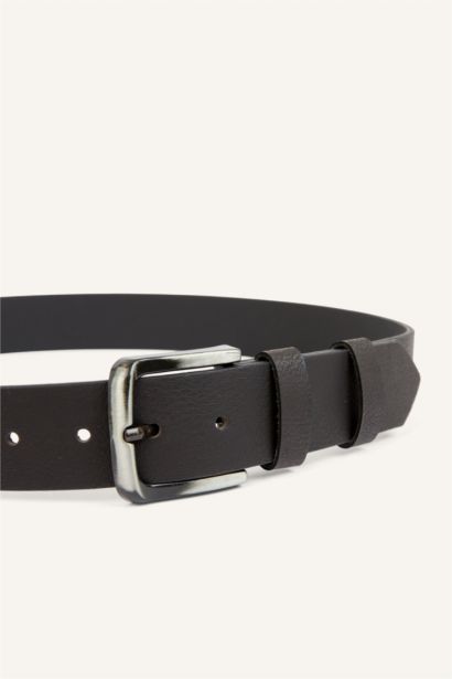 Man Rectangle Clasp Faux Leather