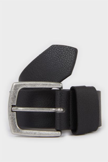 Erkek Dikdörtgen Toka Suni Deri Günlük Kemer