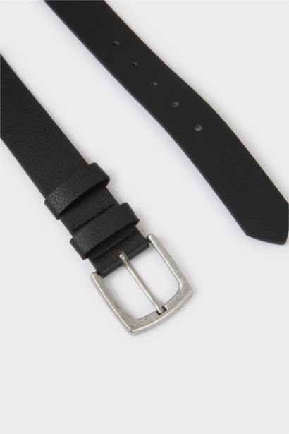 Erkek Dikdörtgen Toka Suni Deri Günlük Kemer