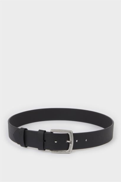 Erkek Dikdörtgen Toka Suni Deri Günlük Kemer