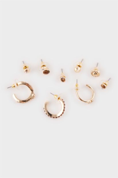 Lot de 9 Boucles d’oreilles dorées avec pierres pour femme