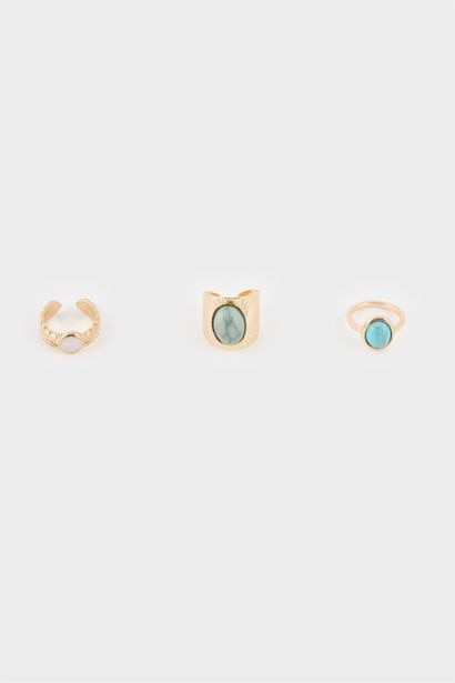 Woman 3 Piece Stone Gold Rings