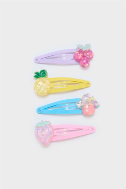 Lot de 4 Barrettes à clic motif fruits pour fille