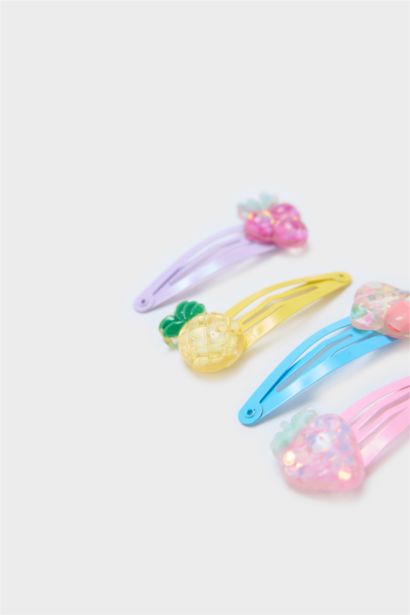 Lot de 4 Barrettes à clic motif fruits pour fille