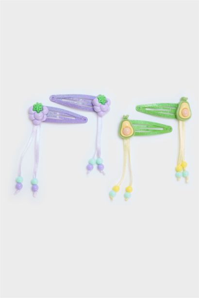 Lot de 4 Barrettes à clic motif fruits pour fille