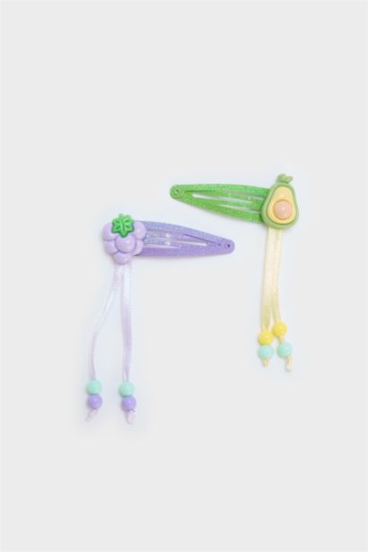 Lot de 4 Barrettes à clic motif fruits pour fille