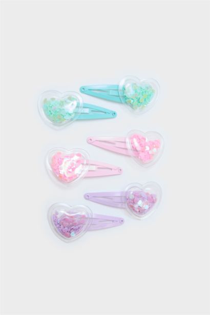 Lot de 4 Barrettes à clic motif cœur pour fille
