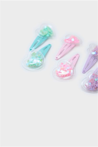 Lot de 4 Barrettes à clic motif cœur pour fille
