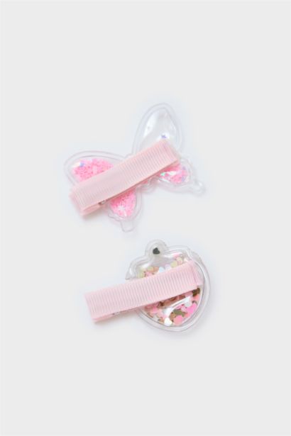 Lot de 4 Barrettes à clic roses à sequins pour fille