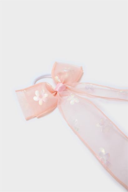 Élastique à cheveux nœud rose pour fille