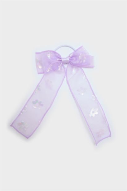 Élastique à cheveux nœud lilas pour fille