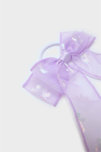Élastique à cheveux nœud lilas pour fille