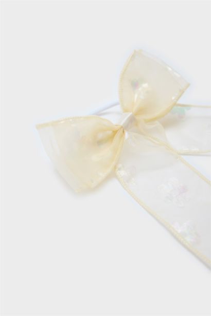 Élastique à cheveux nœud jaune pour fille