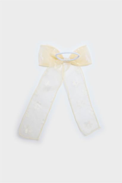 Élastique à cheveux nœud jaune pour fille