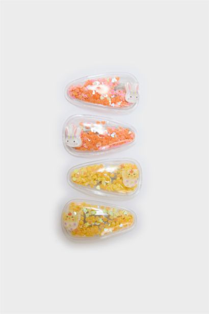 Lot de 4 Barrettes à clic jaunes à sequins pour fille