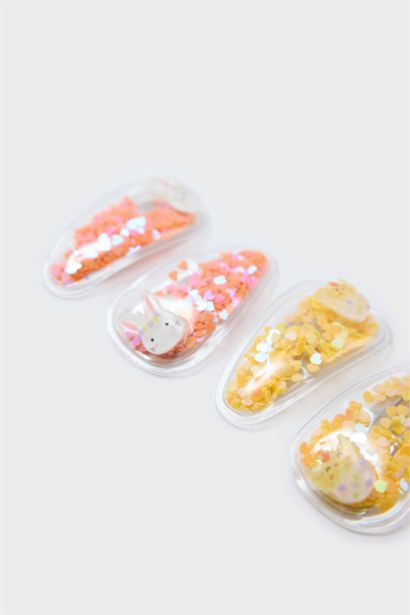 Lot de 4 Barrettes à clic jaunes à sequins pour fille