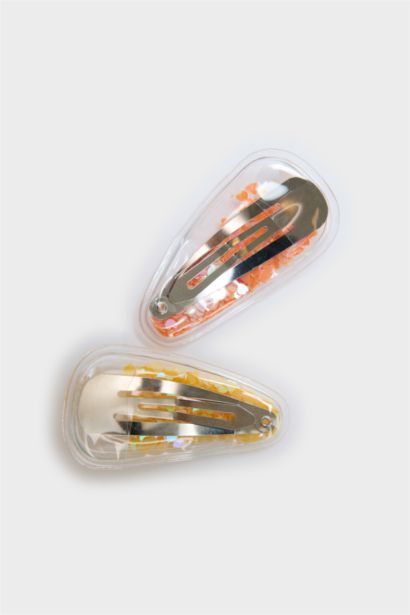 Lot de 4 Barrettes à clic jaunes à sequins pour fille