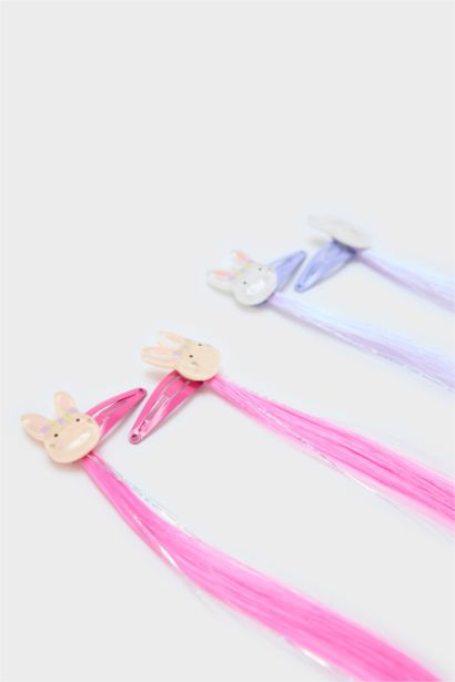 Lot de 4 Barrettes à clic avec détail cheveux pour fille