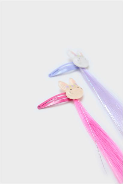 Lot de 4 Barrettes à clic avec détail cheveux pour fille