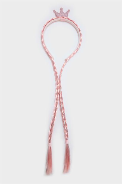 Serre-tête tressé rose pour fille